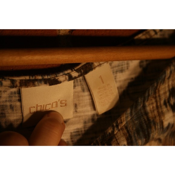 Chico's Desert Divisions Gigi Cotton & Modal Printed 3/4 Sleeve Blouse - Picture 4 of 6